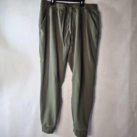 LULULEMON Mens Sz XL Olive Green Joggers Pockets Taoer Leg Drawstring Waist - Picture 1 of 7